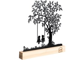 UNUS® Staander decoratieve boom met kind swart voor vensterbank woonkamer keuken