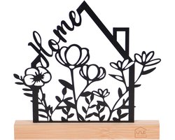 UNUS® Staander decoratieve "Home" bloemen zwart decoratie lente zomer decoratie met bamboevoe