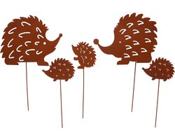 UNUS® Tuinsteker egel set van 5, tuindecoratie in roestlook tuin terras balkon