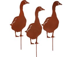 UNUS® Tuinsteker gans set van 3, tuindecoratie in roestlook