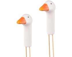 UNUS® Tuinsteker ganzenkop groot set van 2 polyresin - Decoratie voor buiten - Tuin - Metaal - Tuindecoratie voor buiten -