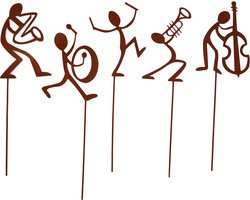 UNUS® Tuinsteker muzikanten 5-delig, tuindecoratie roestlook tuin terras balkon