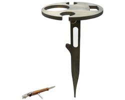 UNUS® Wijnhouder voor 1 wijnfles en 2 glazen bamboe grijs