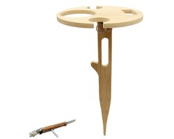 UNUS® Wijnhouder voor 1 wijnfles en 2 glazen bamboe naturel