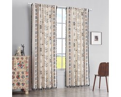Unyqoos® Bohemian Gordijnen met Geometrisch Patroon en Kwastjes voor Slaapkamer of Woonkamer
