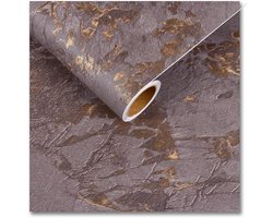 Unyqoos® Bruin en Goud Zelfklevend Marmerlook Behang voor Meubels en Wanden, Waterdichte Plakfolie, 30 cm x 200 cm