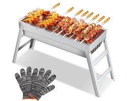 Unyqoos® Compacte Inklapbare RVS Houtskoolbarbecue voor Camping en Tuinavonturen