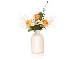 Unyqoos® Decoratief Kunstbloemenboeket met Vaas voor Woon- en Tafeldecoratie