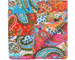 Unyqoos® Decoratieve vintage katoenen deken met bloemrijk patchwork ontwerp voor bank en meer