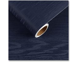 Unyqoos® Donkerblauw Zelfklevend Houtlook Behang voor Keuken en Woonkamer, 30 cm x 200 cm