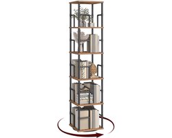 Unyqoos® Draaibare boekenkast met zes niveaus en industrieel ontwerp voor compacte ruimtes