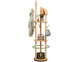 Unyqoos® Draaibare houten kapstok met drie niveaus en negen haken voor hal