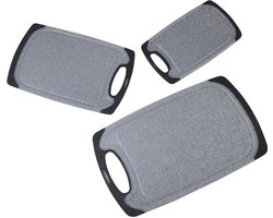 Unyqoos® Driedelige Grijze Kunststof Snijplankenset met Sapgat en Antislipfunctie