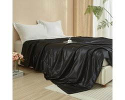 Unyqoos® Dubbelzijdige satijnen deken voor bank en bed in zwart 150 x 200 cm