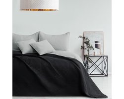 Unyqoos® Dubbelzijdige tweekleurige sprei met ultrasoon stiksel in zwart en zilver 240x260 cm