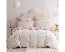 Unyqoos® Elegante katoenen beddengoedset met bloemenpatroon en ritssluiting voor meisjes