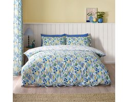 Unyqoos® Elegante tweezijdige bloemen beddengoedset voor eenpersoonsbed in blauw