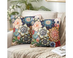 Unyqoos® Exclusieve Set van 2 Decoratieve Boho Kussenslopen met Mandala Bloemenpatroon voor Huisdecoratie