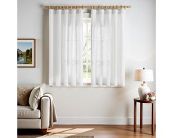 Unyqoos® Gezellige Linnen Gordijnen Set met Plooiband en Verborgen Lussen voor Landelijke Sfeer in Huis