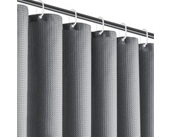 Unyqoos® Grijze Douchgordijn met Wafelpatroon en Waterafstotende Eigenschappen