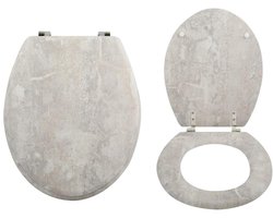 Unyqoos® Grijze toiletbril met MDF kern en roestvrijstalen scharnieren