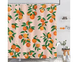 Unyqoos® Heldere Oranje Douchegordijn met Citrus Design en Schimmelwerende Eigenschappen voor Badkamerdecoratie