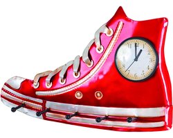 Unyqoos® Industrieel vormgegeven metalen wandkapstok met horloge en haken