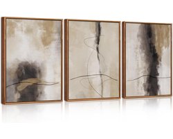 Unyqoos® Ingelijste abstracte canvas wanddecoratie voor moderne en stijlvolle interieurs
