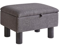 Unyqoos ® Kleine Opbergruimte Voetenbank Poef met Houten Poten en Linnen Bekleding voor Elke Kamer