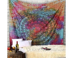 Unyqoos® Kleurrijk Mandala Wandtapijt voor Sfeervolle Woon- en Slaapkamerdecoratie