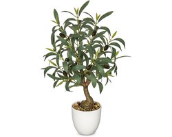 Unyqoos® Kunstmatige Olijfboom voor Binnen- en Buitendecoratie, 45 cm Hoog, Inclusief Pot en Realistische Olijven