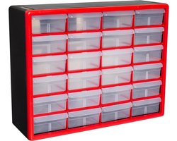 Unyqoos® Kunststof opbergkast met 24 lades voor veelzijdig gebruik in huis en werkplaats