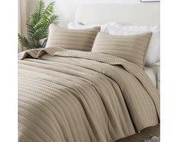 Unyqoos® Luxueuze Ultrazachte Microvezel Sprei voor Bed en Bank, 220 x 240 cm, Beige