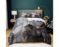 Unyqoos® Moderne 3-delige Beddengoedset met Marmerlook en Microvezel, 180 x 200 cm