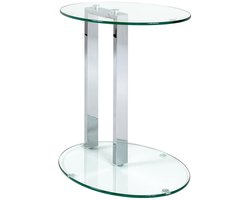 Unyqoos® Moderne bijzettafel met chromen frame en glazen legplanken voor elke ruimte