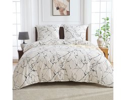 Unyqoos® Modieus en Ademend Microvezel Dekbedovertrek met Marmerprint voor Stijlvolle Slaapkamers