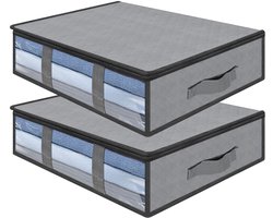 Unyqoos® Opvouwbare Onderbed Opbergbox met Venster en Handgrepen - Set van 2 voor Ruimtebesparing