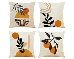 Unyqoos ® Oranje Decoratieve Kussenhoezen Set van 4 voor Binnen en Buiten Gebruik