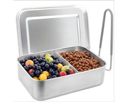 Unyqoos® Roestvrijstalen lunchbox met twee verstelbare vakken en lekvrije afdichting