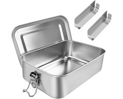 Unyqoos ® Roestvrijstalen Lunchbox van 850 ml met Lekvrije Scheidingswanden en Siliconen Ring, Vaatwasmachinebestendig