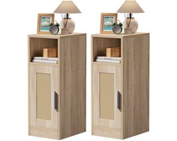 Unyqoos® Ruimtebesparend en stijlvol rotan nachtkastje set met opberglade