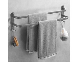 Unyqoos® Ruimtebesparende grijze handdoekhouder van 60 cm zonder boren voor badkamer en keuken