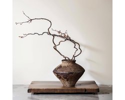 Unyqoos® Rustieke keramische vaas met aardse tinten voor sfeervolle woondecoratie, Zwart/Bruin, 15.5cm