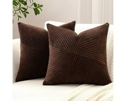 Unyqoos® Set van 2 Corduroy Kussenhoezen met Gestreept Patroon voor Sierkussens