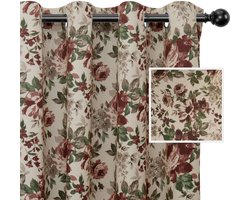 Unyqoos® Set van 2 verduisterende gordijnen met bloemenpatroon en isolerende werking