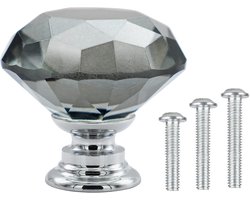 Unyqoos® Set van 20 decoratieve glazen knoppen voor kasten en lades met grijze diamantlook