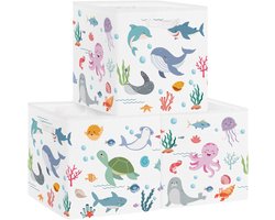 Unyqoos® Set van 3 Opbergdozen met Zeedierenmotief voor Kasten en Schappen