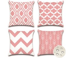 Unyqoos® Set van 4 decoratieve waterbestendige kussenhoezen voor binnen en buiten gebruik