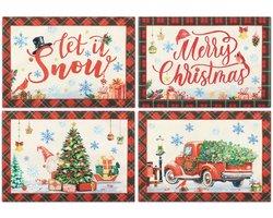Unyqoos® Set van 4 Kerstplacemats met Klokken en Sneeuwvlokken voor Feestelijke Tafels