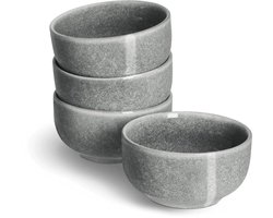 Unyqoos® Set van 4 Kleine Grijze Aardewerken Schalen voor Stijlvolle Tafeldecoratie